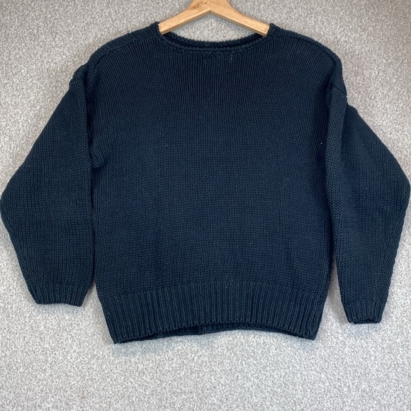 Vintage Victoria Jones cable knit sweater black with white rosettes sweet chunky - Picture 9 of 11